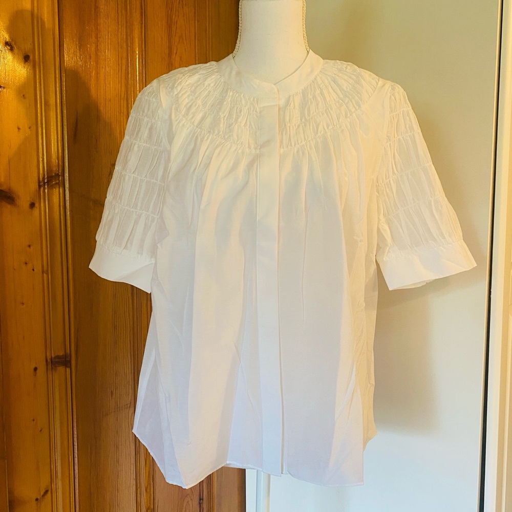 AYR White Puff Sleeve Blouse with Smocking